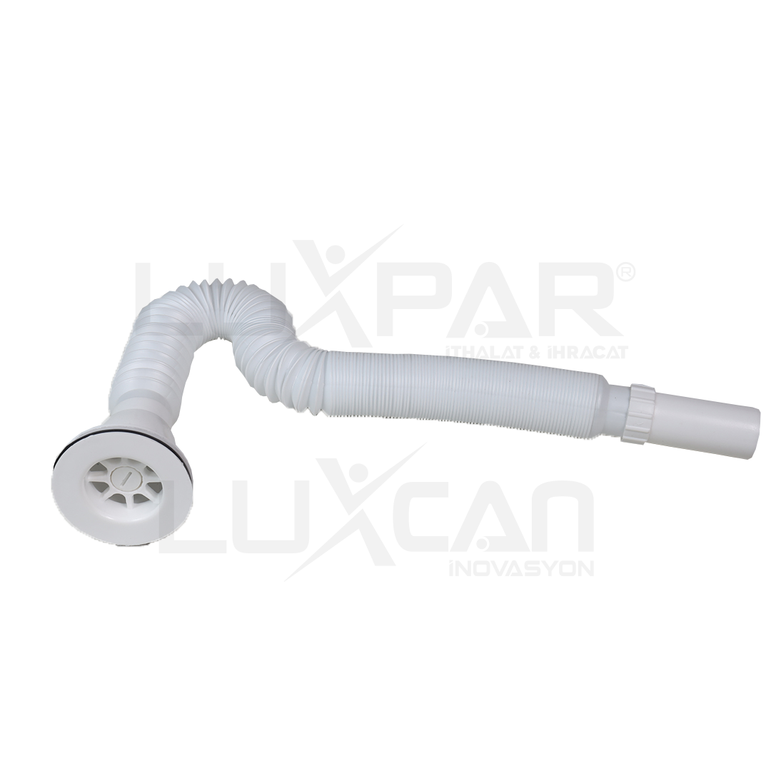 Plastik Vidalı Ve Süzgeçli Körüklü Sifon Uzun